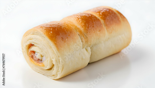 Cheese filled roll on a white background