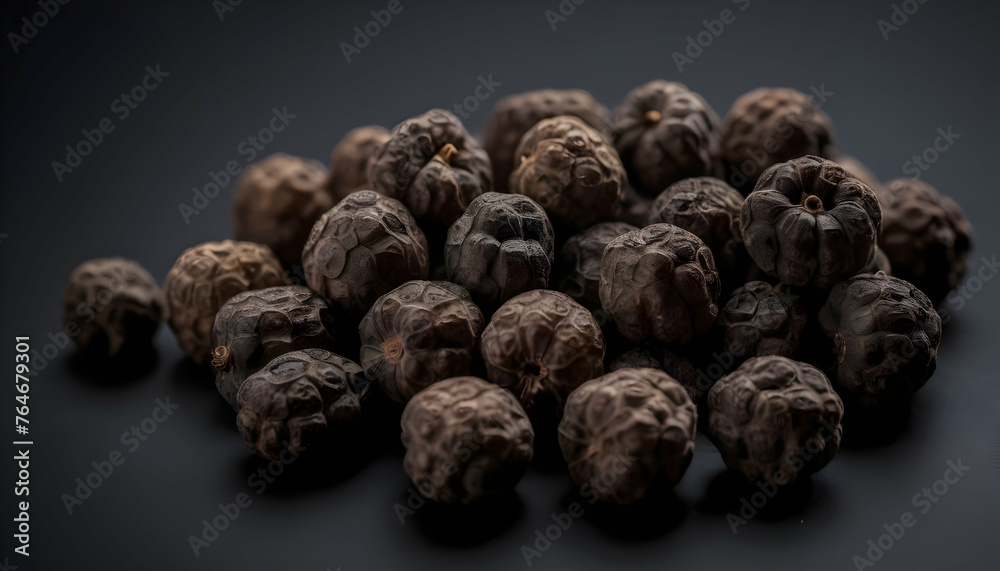 Close-up image of black pepper on black background Close-up image of black pepper on black background
