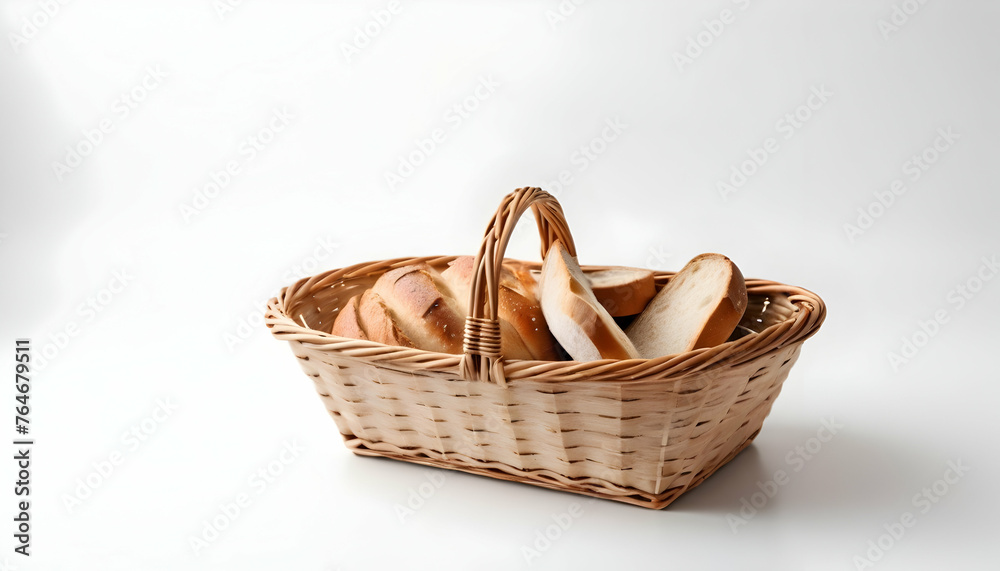 Empty bread basket on white background Empty bread basket on white background