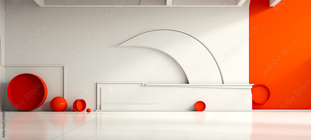 Naklejka premium Modern Interior art room with new wall design. For art texture, presentation design or web design and web background.