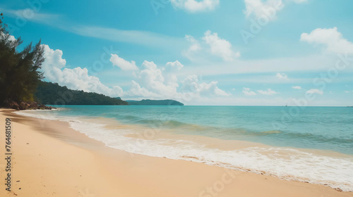 Summer concept. Beach sea sand and sky views in summer.