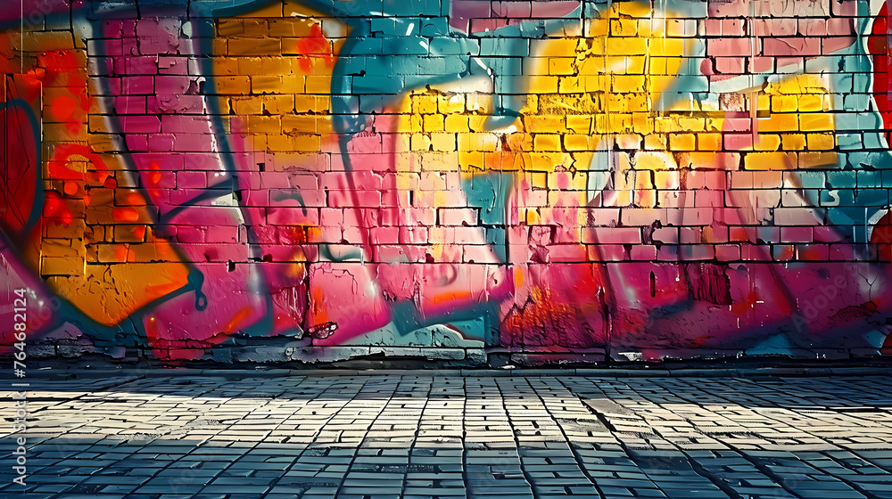 Fototapeta premium Abstract graffiti painting on concrete wall