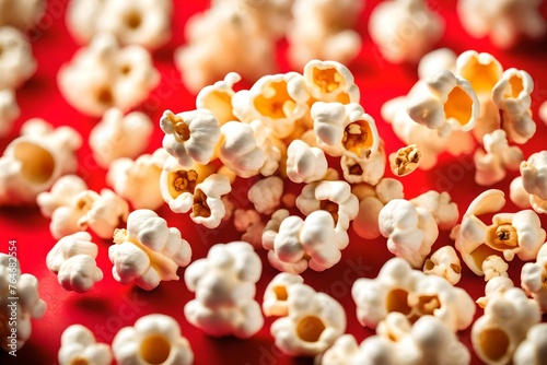 popcorn on a red background