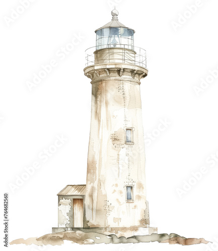 Watercolor lighthouse isolated on white