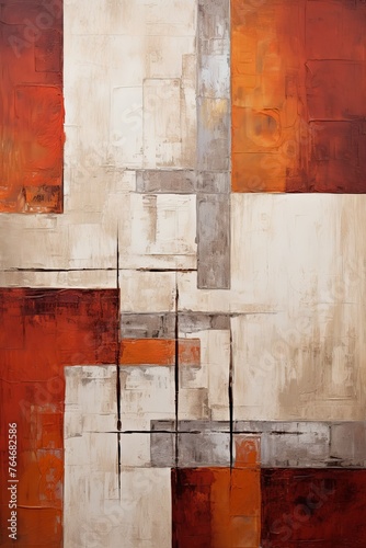 Lilac and red painting, in the style of orange and beige, luxurious geometry, puzzle-like pieces © Lenhard