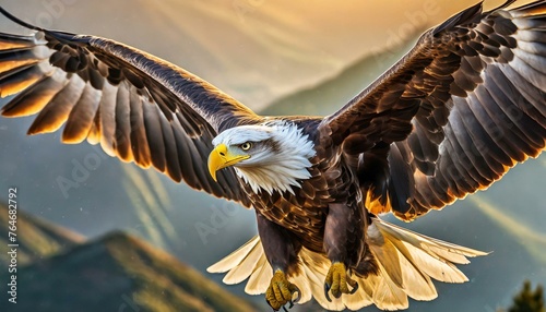 Close up portrait of eagle in the sky