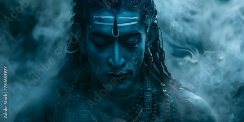 Conceptual image representing the deity Shiva in Hindu religion and culture. Concept Hinduism, Shiva, Deity, Religious, Mythology photo