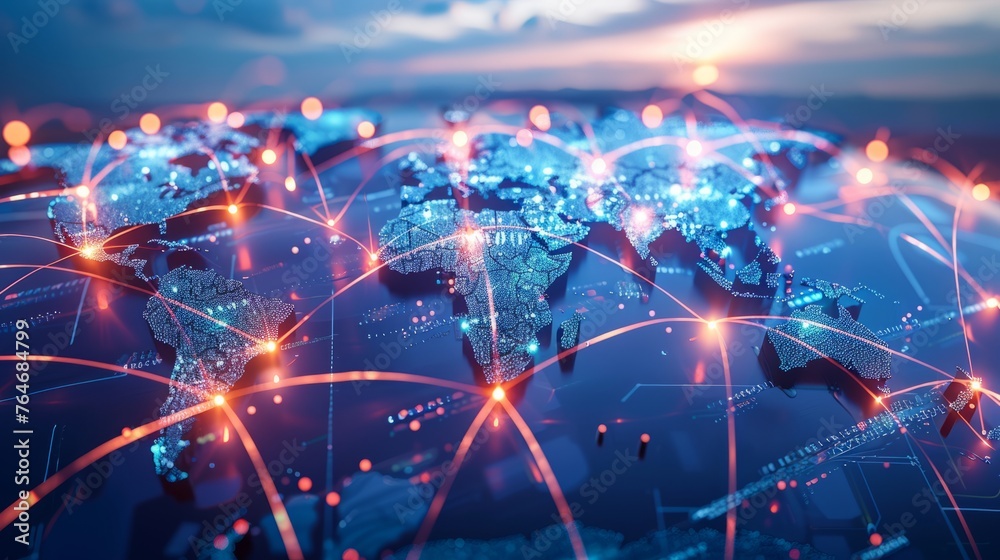 Obraz premium A global trade network facilitating commerce between countries
