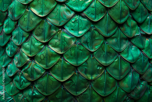 Snake skin background, pattern with green reptile skin photo
