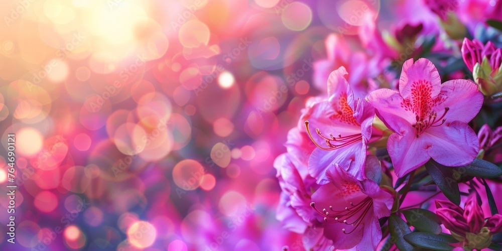 Blossom rhododendron bush with pink flowers close up. Blossom rhododendron bush with pink flowers close up.