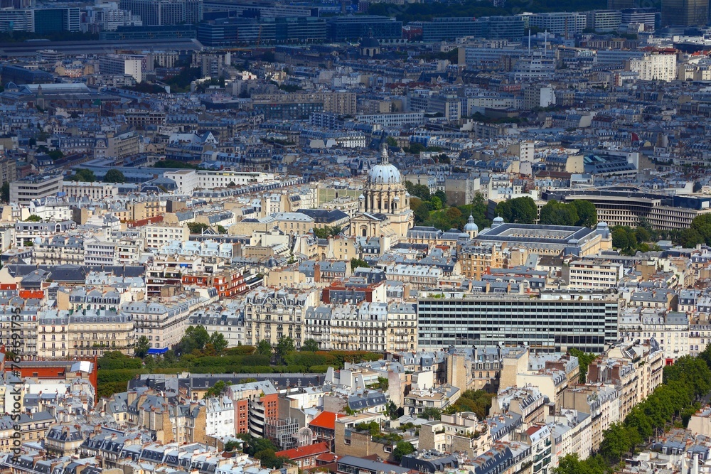 Paris, France - aerial city view with Church of Val-de-Grace.