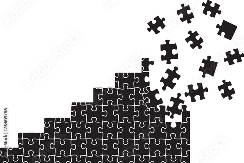 崩壊していくパズルの階段のイラスト