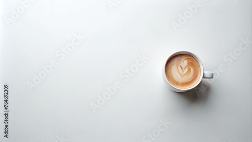 Latte in Cup Isolated with Empty Space for Text on Top