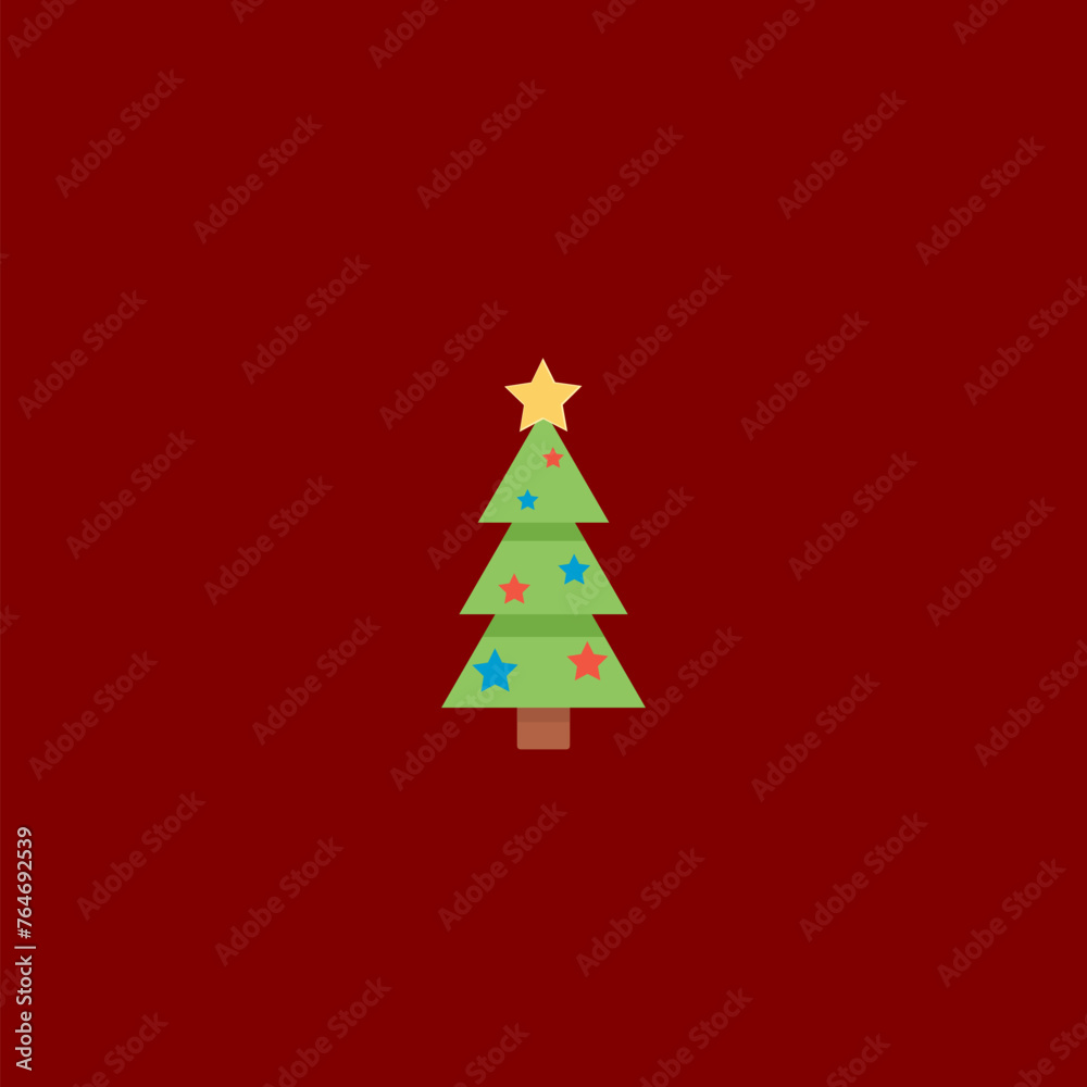 Christmas Tree icon red background.