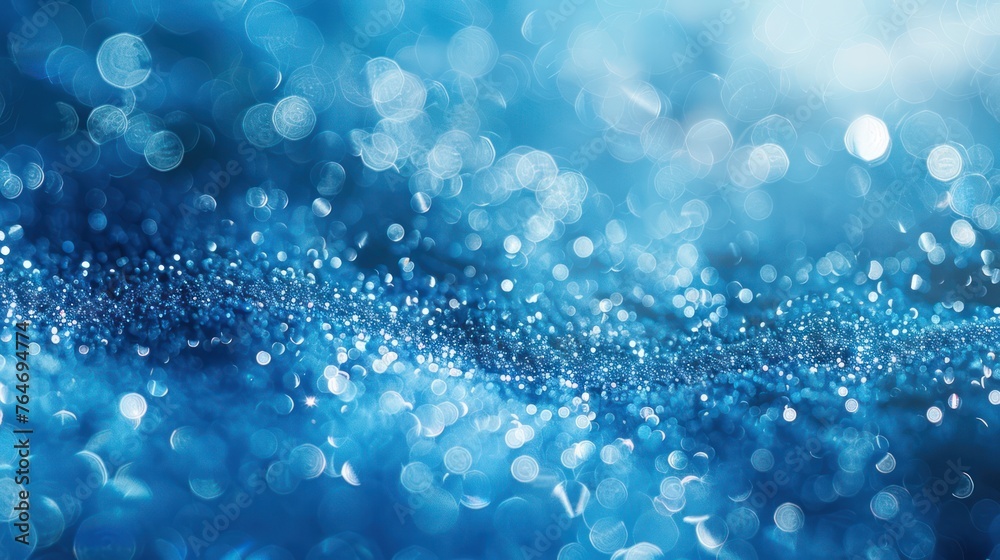 Blue glitter vintage bokeh lights background