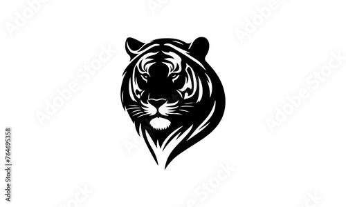 Fototapeta Naklejka Na Ścianę i Meble -  tiger face silhouette icons set simple style vector image,black and white tiger face silhouettes set 1