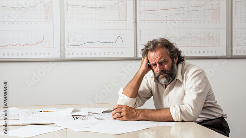 a frustrated man sits in his office, frustrated about the poor order situation