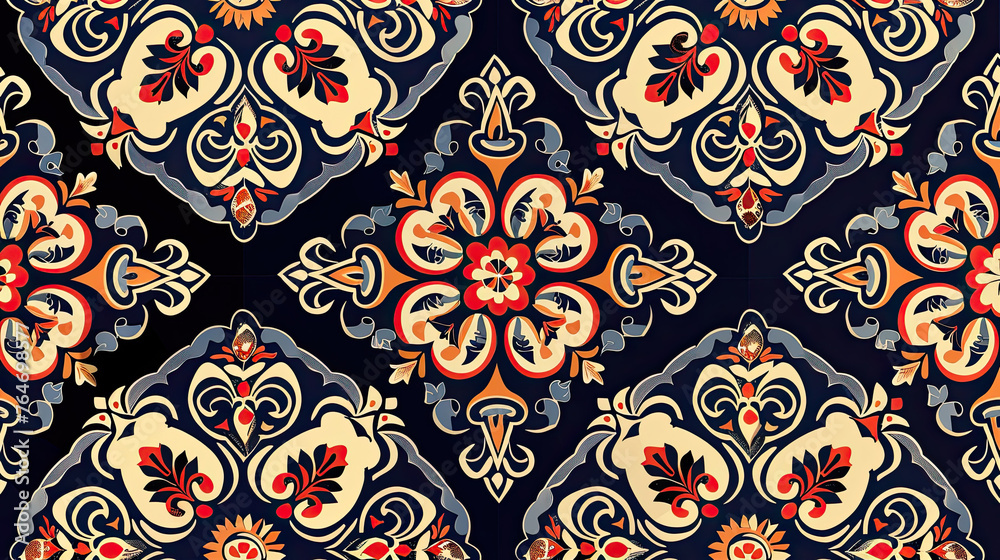 Digital seamless pattern block print batik vector Ajrakh. Digital seamless pattern block print batik vector Ajrakh.