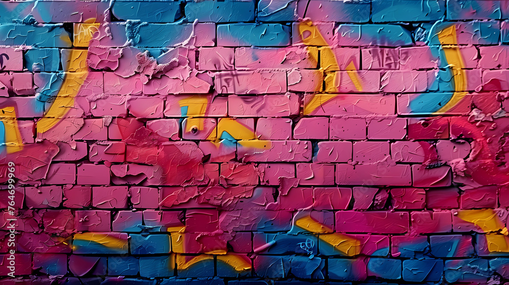 Bright street art graffiti style in city alley Bright street art graffiti style in city alley