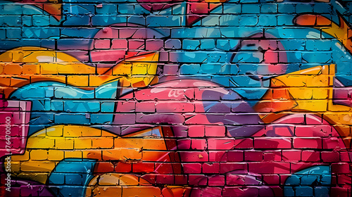 Bright street art graffiti style in city alley