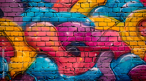 Graffiti brick wall