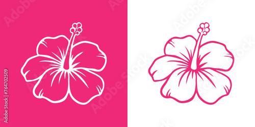 Logo vacaciones en Hawái. Silueta de flor de hibisco con líneas