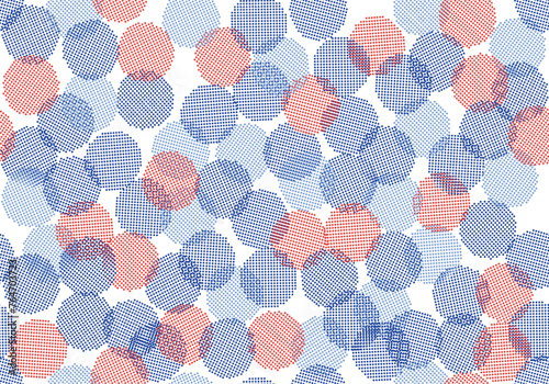 Modern red, white and blue colored polka dot camo vector pattern. Bright and fresh modern polkadot for an Americana themed surface design or background.