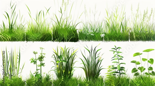 A set of green grass banners in vector format, providing versatile illustrations for a range of design projects