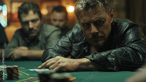 Group of people playing poker at a table