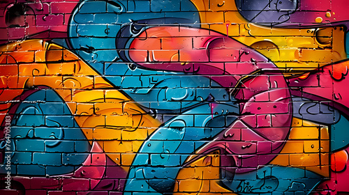 Graffiti brick wall