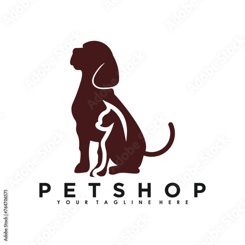 Petshop logo design vector with creative illustration