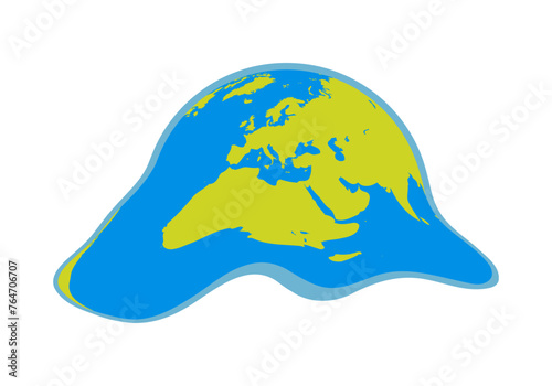 Planeta tierra derretido por calentamiento global.