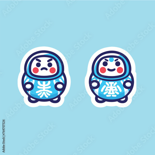 Cute Daruma Cartoon Vector Art Design