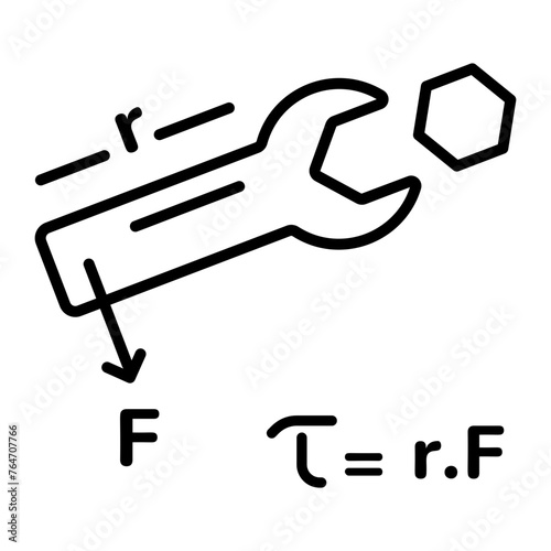 Easy to edit linear icon of torque law 