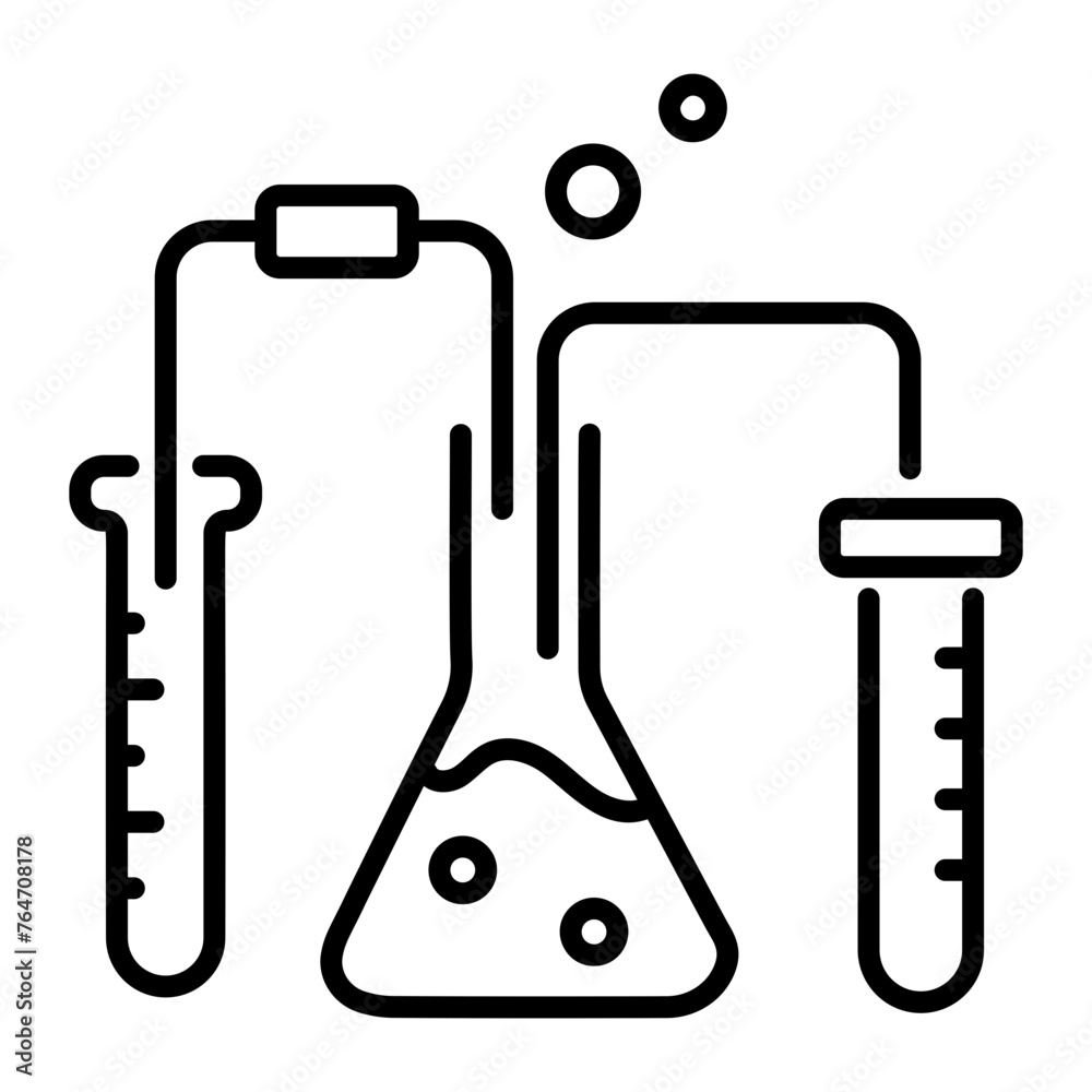 A well-designed linear icon of chemical reaction A well-designed linear icon of chemical reaction