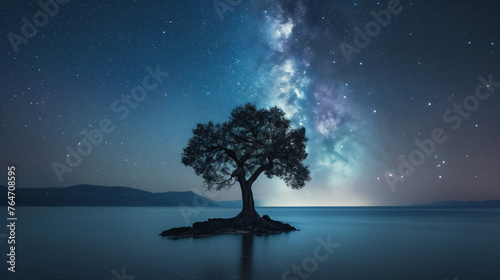 la Vía Láctea sobre una laguna azul   © Odisdca