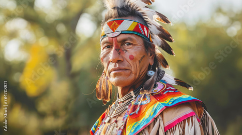 portrait of a Native American Indian in national costume