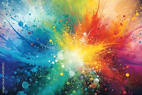 Abstract colorful paint splashes and swirls