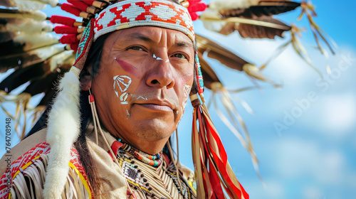 portrait of a Native American Indian in national costume