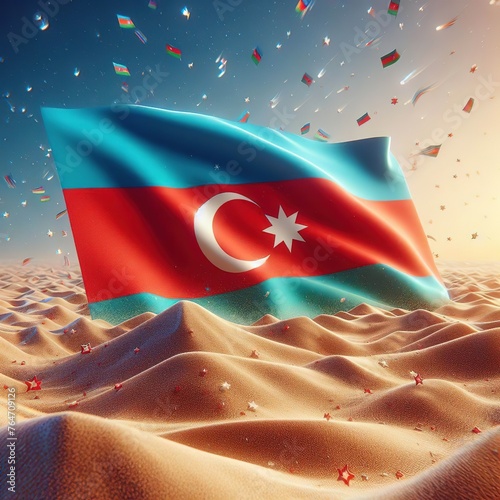 Azerbijan Soldier Night Mountain Background Generative Ai