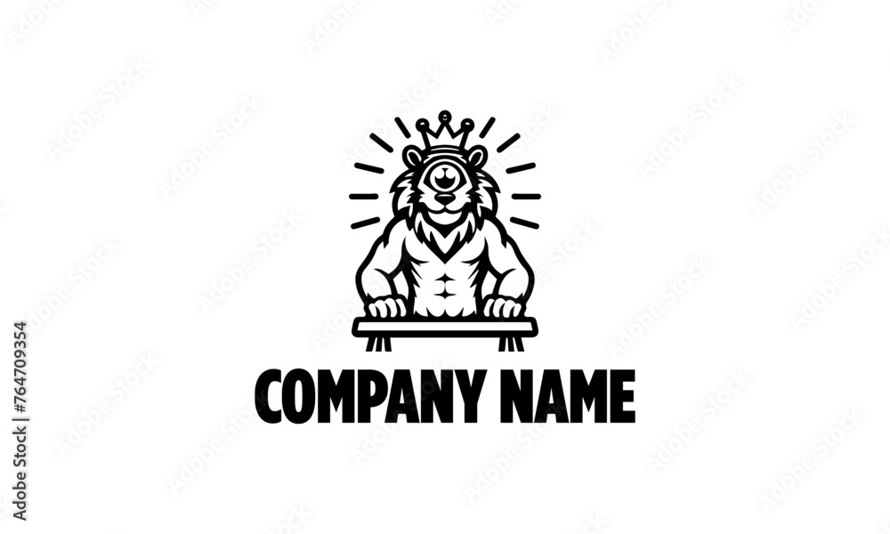 lion with one eye mascot character lion , icecream black and white mascot logo icon, lion cartoonish logo