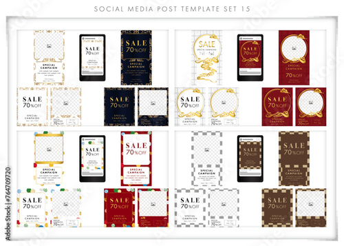 投稿素材セット15　social media post set　バナー　リッチメッセージ