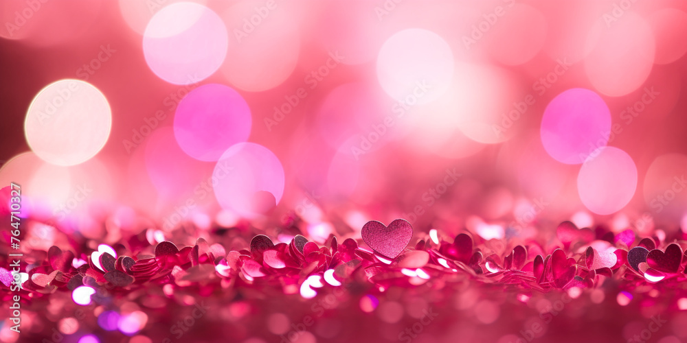 Valentine's pink: lights background, in the style of glitter, luminous palette, selective focus, vibrant stage backdrops сreated with Generative Ai