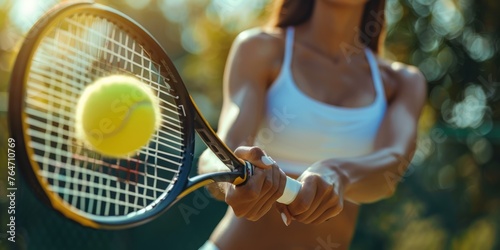 woman playing tennis. ai generated © dark_blade