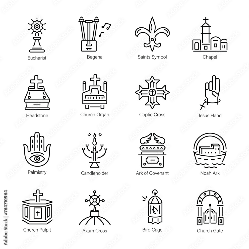 Pack of Christian Belief Linear Icons 

