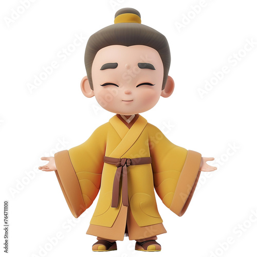 Daoism person - vector cartoon illustration isolated on white background 3d render Generative AI	