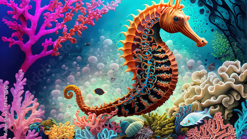 Sea Horse vector illustration of user water situation