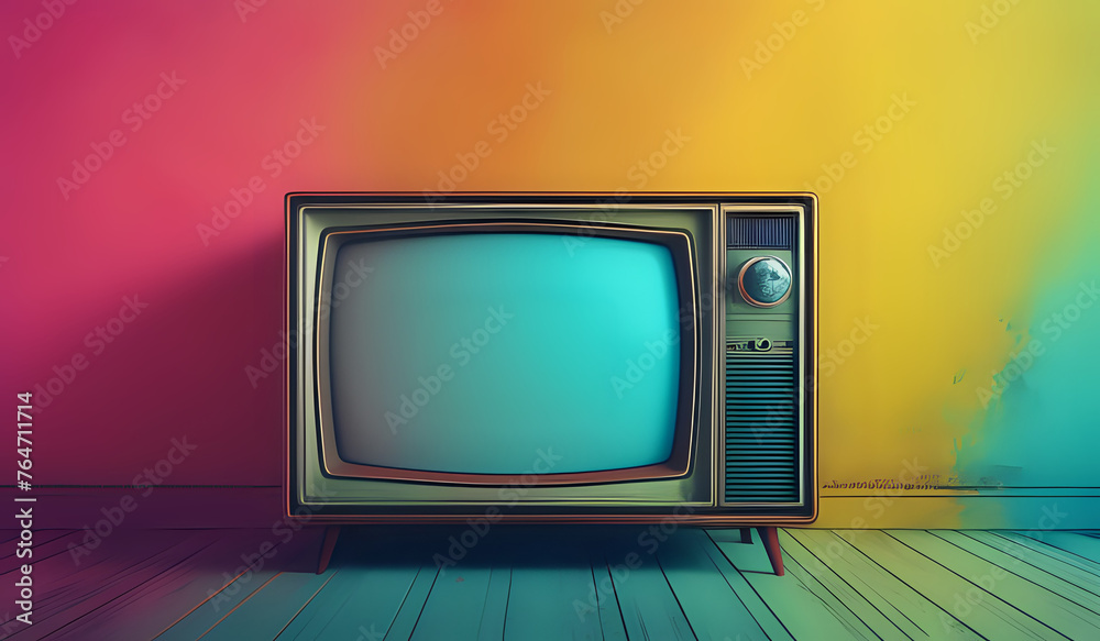 Abstract background with classic vintage tv retro style old television