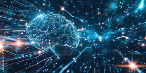 Artificial intelligence, computer brain, digital internet connection