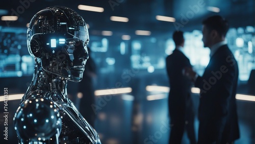 Generative AI. Robots interacting and engaging with humans. Growth of technology. Future Unveiled: The Rise of AI in Robotics. Rise of the Machines: A Glimpse into Tomorrow's Robotics Revolution.